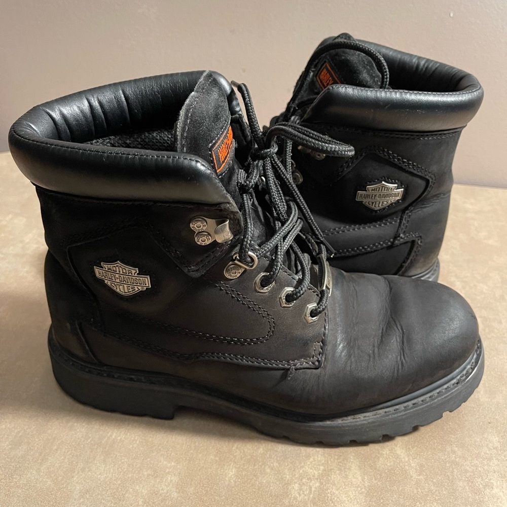 HARLEY-DAVIDSON Badlands Black Leather Motorcycle Boots SIZE 9